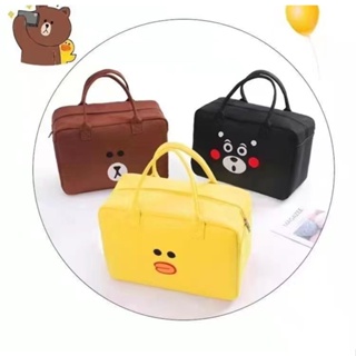韓國卡通童趣 小熊購物袋大容量旅行包學生收納包毛氈手提包