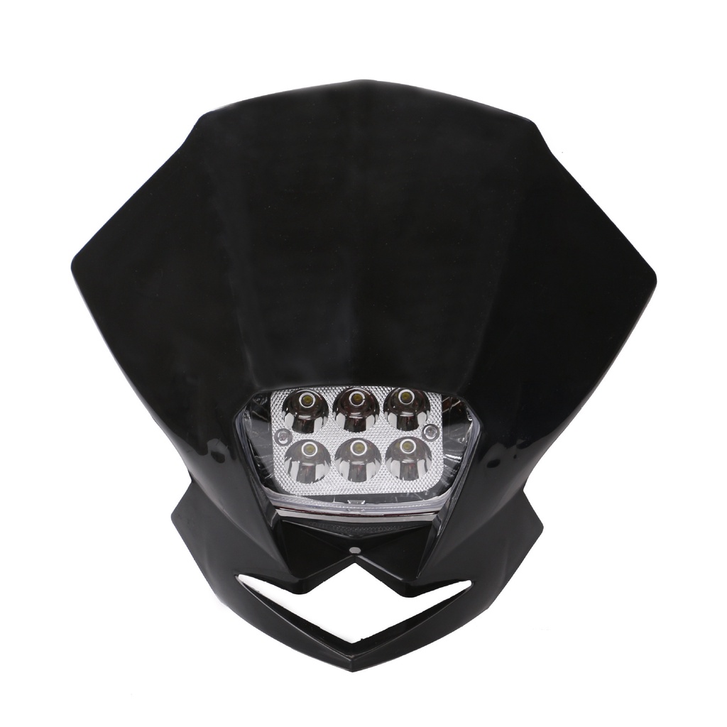 扇形款 電動越野摩托車機車前大燈頭罩改裝件 鬼臉大燈鬼面頭罩