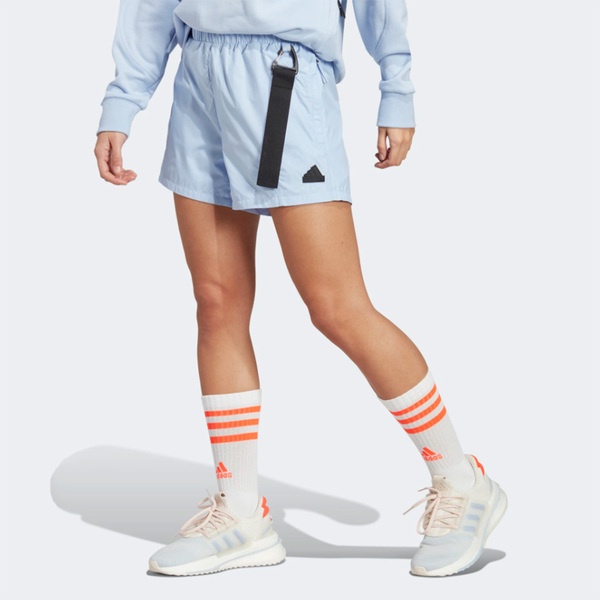 Adidas W C ESC Short IC0260 女 短褲 運動 休閒 高腰 舒適 拉鍊口袋 戶外風 寶寶藍