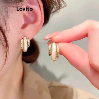Lovito 女士優雅素色幾何耳環LFA10319