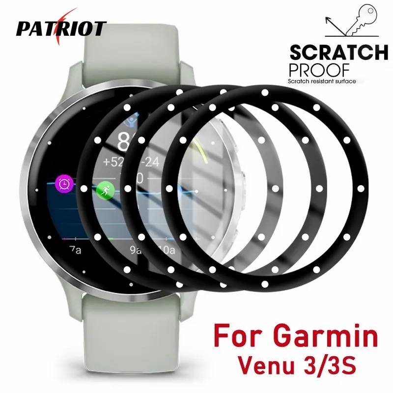 防刮智能手錶配件/全覆蓋弧形邊緣膜/非玻璃高清透明屏幕保護膜兼容 Garmin Venu 3 Venu 3S