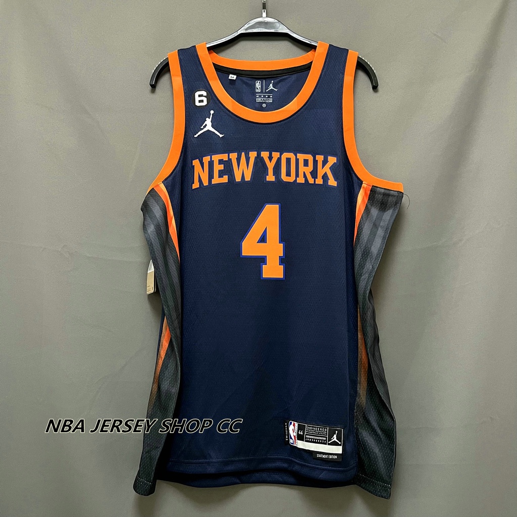 2022-23 男式全新原創 NBA 紐約尼克斯隊 #4 Derrick Rose 宣言版黑色球衣 Swingman 熱