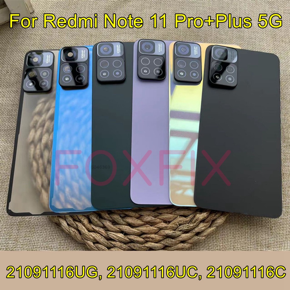REDMI XIAOMI 適用於小米紅米 Note 11 Pro+Plus 5G 的玻璃電池蓋後蓋 21091116Ug