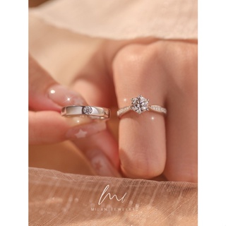 高級感莫桑石戒指情侶對戒純銀一對鑽戒結婚訂婚求婚送老婆禮物