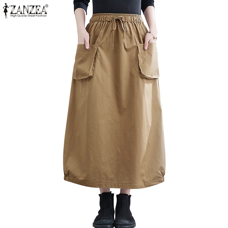 Zanzea 女式韓版插袋橡皮筋腰線時尚休閒高腰超短裙