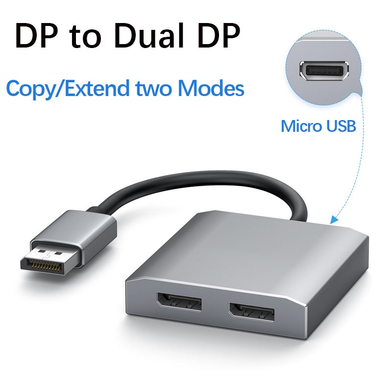 Displayport 至雙 Displayport 分配器 4K@60Hz DP 至 2 HDMI 兼容集線器迷你 D