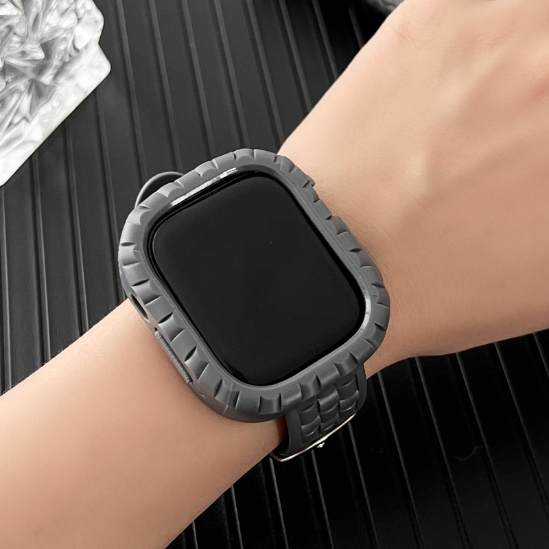 新款 一體錶帶 適用 Apple Watch 錶帶 Ultra 9 8 7 6 5 蘋果錶帶 45mm 矽膠錶帶 膚感
