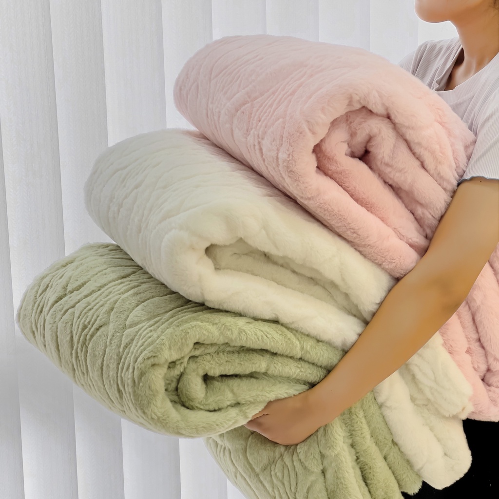 秋冬加厚保暖兔毛絨毛毯 素色毛毯 單人/雙人/加大毛毯 沙發毯 空調毯 四季可用 多功能蓋毯 披肩毯子 絨毯 被套
