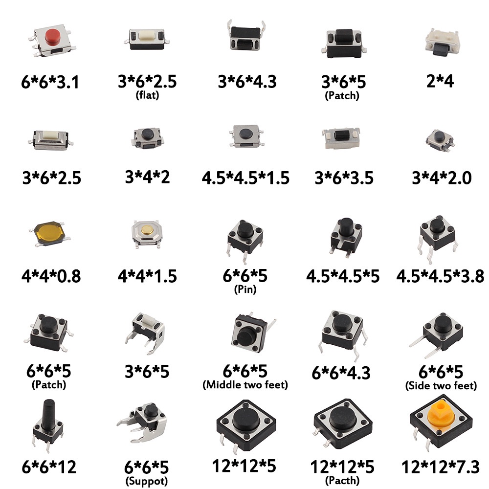 【批量可議價】125/250PCS 25種微動輕觸開關盒裝 汽車微型按鍵按鈕開關