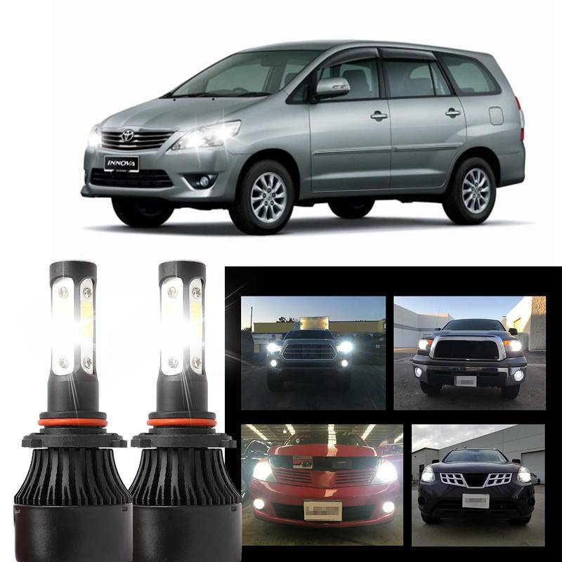 2 件白色 LED 6000K X7 4 側燈泡 NW 大燈套件適用於豐田 Innova AN40 2005-2010