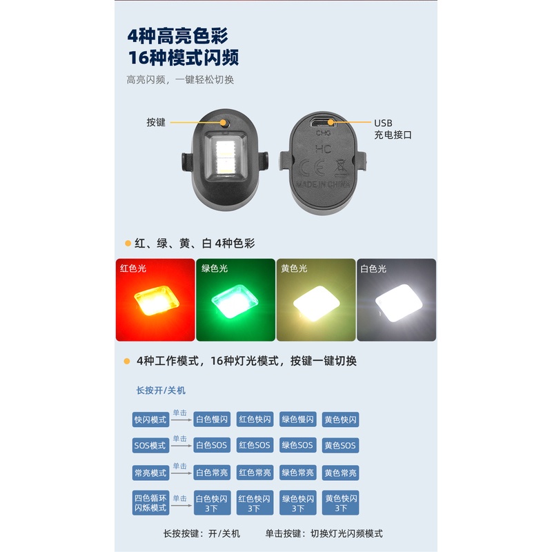 適用於DJI MAVIC 3 PRO/Air 2S/MINI 2夜航燈警示爆閃燈探照燈配件
