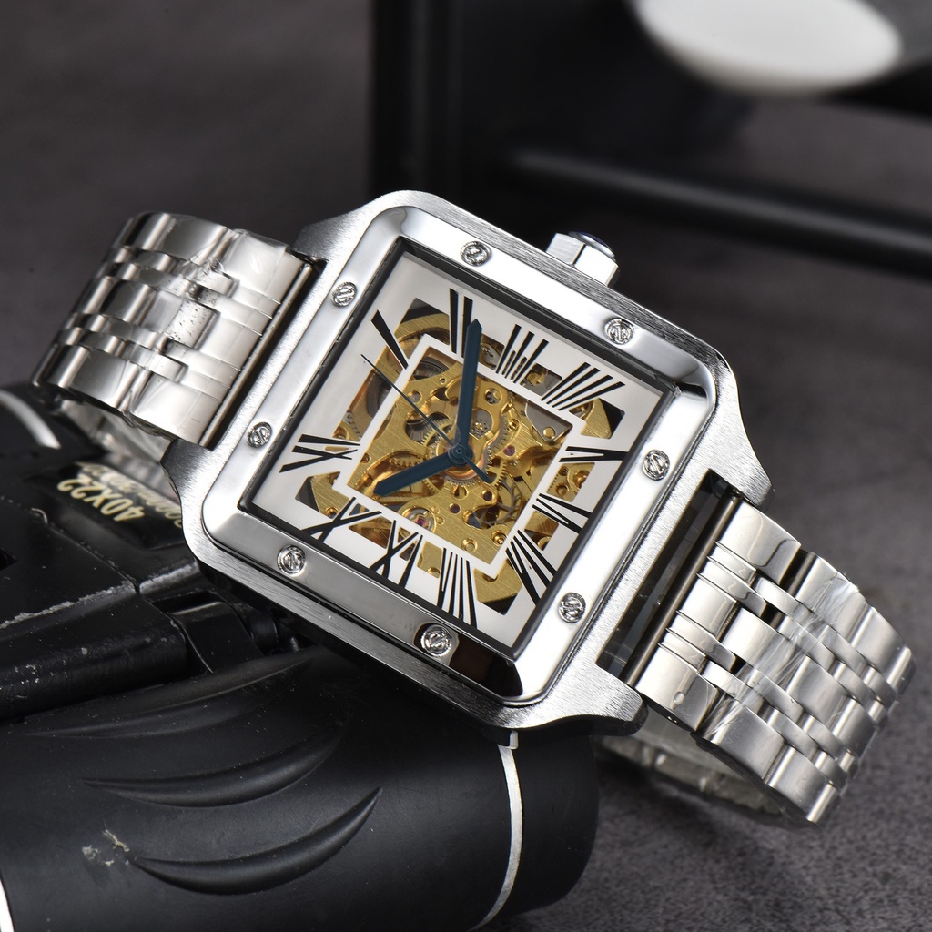 手錶 時尚手錶carti男款鏤空陀飛輪自動機械手錶休閒皮帶款手錶 E7VW