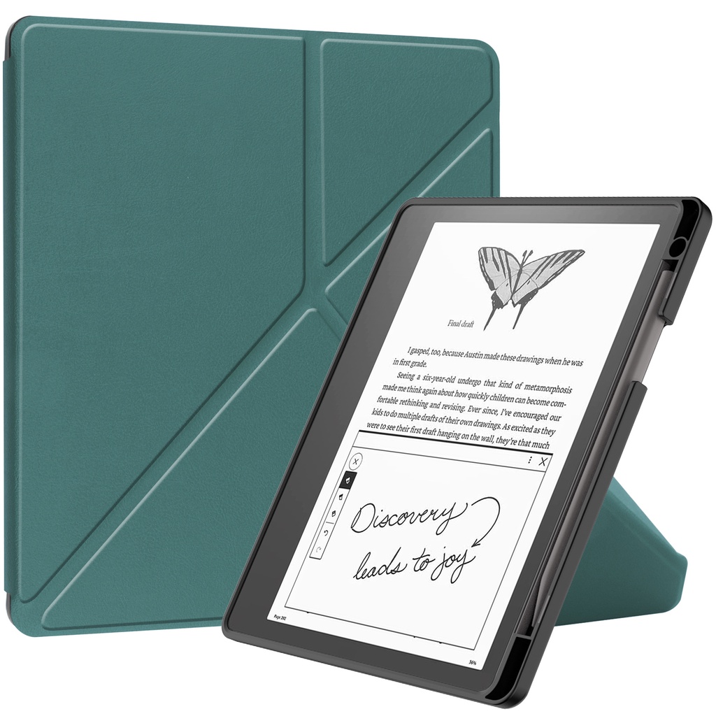 Kindle Scribe 10.2 英寸保護性智能皮革支架對開外殼軟 TPU 啞光後蓋的超薄保護套