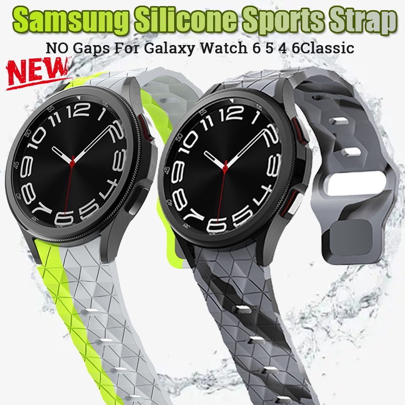 SAMSUNG No Gaps 矽膠運動錶帶堅固防水錶帶兼容三星 Galaxy watch 6 5 4 40/44MM