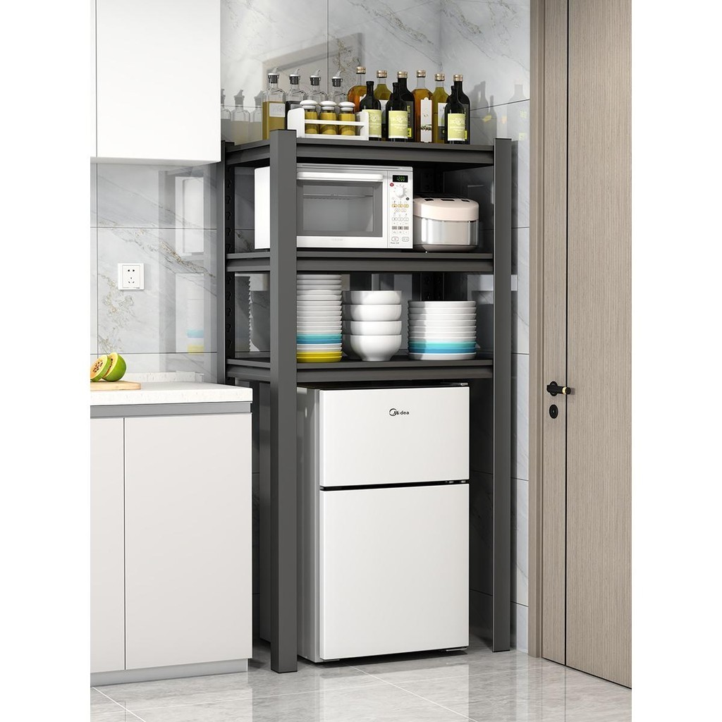 廚房落地置物架小型冰箱上方架子家用微波爐消毒櫃洗碗機收納架
