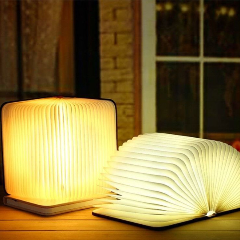 五色木製摺疊書本燈 LED小夜燈 臥室氛圍燈USB  書燈 臥室燈 小夜燈 睡眠燈