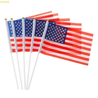 Weroyal 5 件迷你美國美國美國國旗手揮小橫幅桿