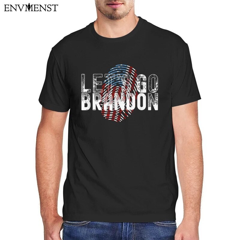 棉質復古男士 T 恤 Let's Go Brandon Us 國旗圖案超大 T 恤男士男士 DNA 新設計短袖上衣
