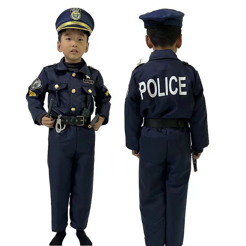 萬聖節兒童警察制服角色扮演兒童遊戲服裝表演萬聖節變裝舞會服裝-zx
