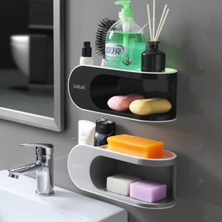 雙層肥皂盒置物架免打孔創意瀝水衛生間吸盤壁掛式浴室香皂盒家用