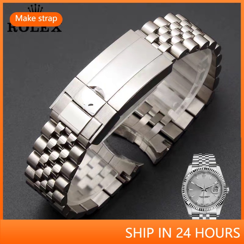 適用於 20mm 銀色不銹鋼中金勞力士datejust 日誌 GMT 錶帶 適用於日誌型手鍊 36 40mm