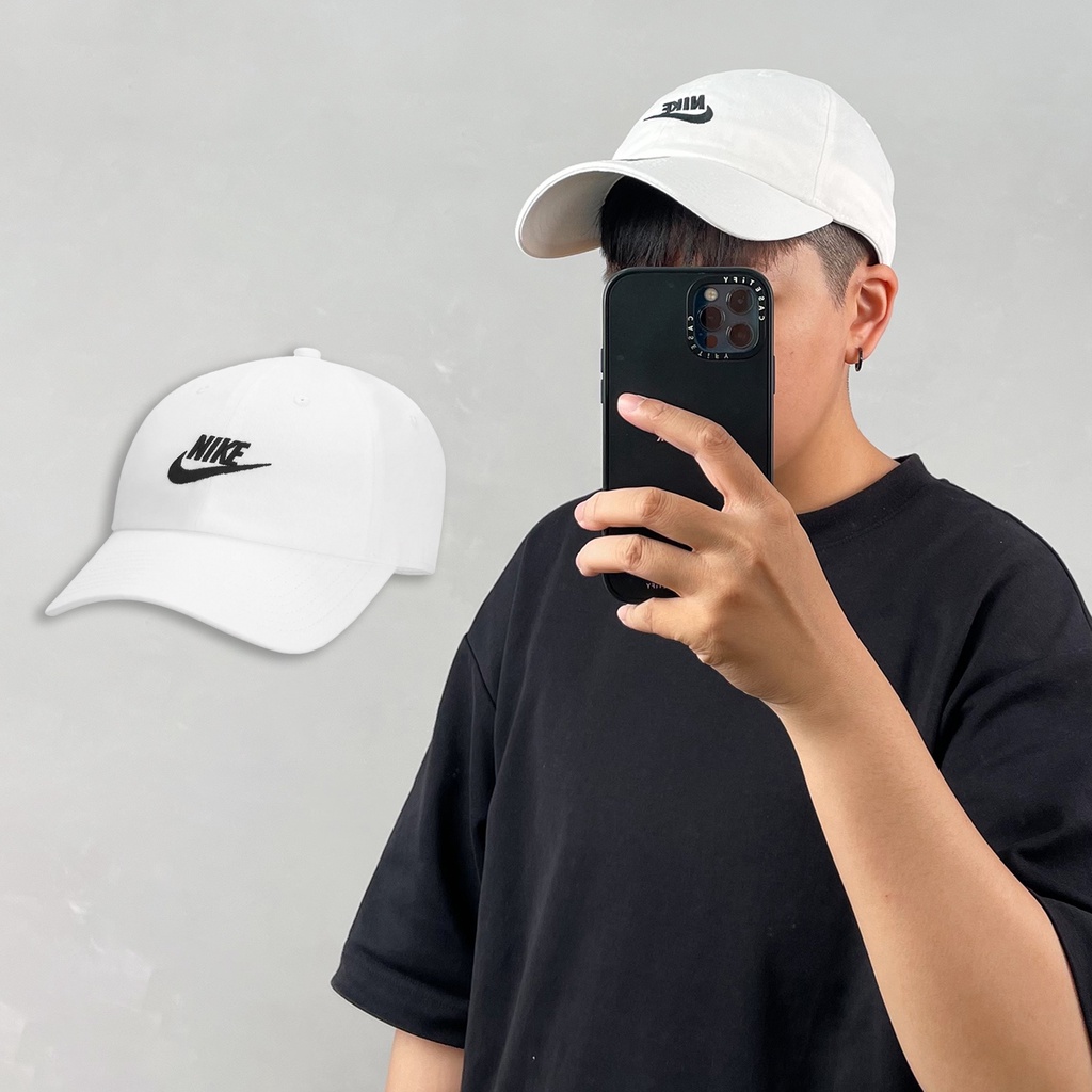 Nike 帽子 Club Futura 男女款 白 老帽 棒球帽 刺繡 基本款 水洗帽 【ACS】 FB5368-100