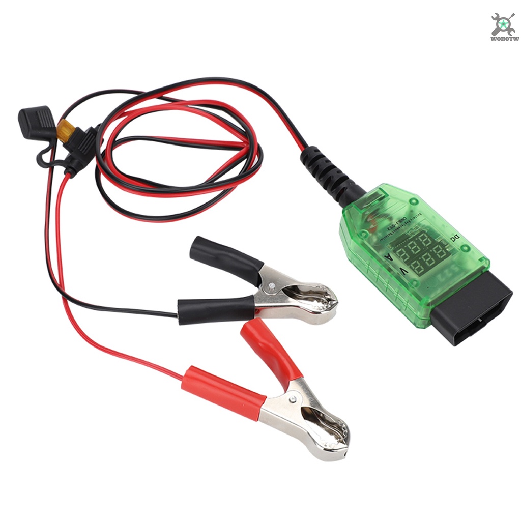 Wohotw 汽車電池測試器 雙數位電壓電流 OBD 連接器 LED 指示燈 高絕緣 ECU 資料保護 更換汽車電池 (