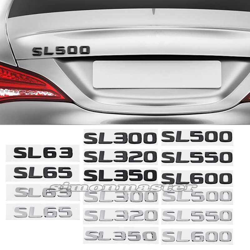 汽車後備箱字母貼紙貼花汽車外飾配件適用於梅賽德斯奔馳 SL63 SL65 SL300 SL320 SL350 SL500
