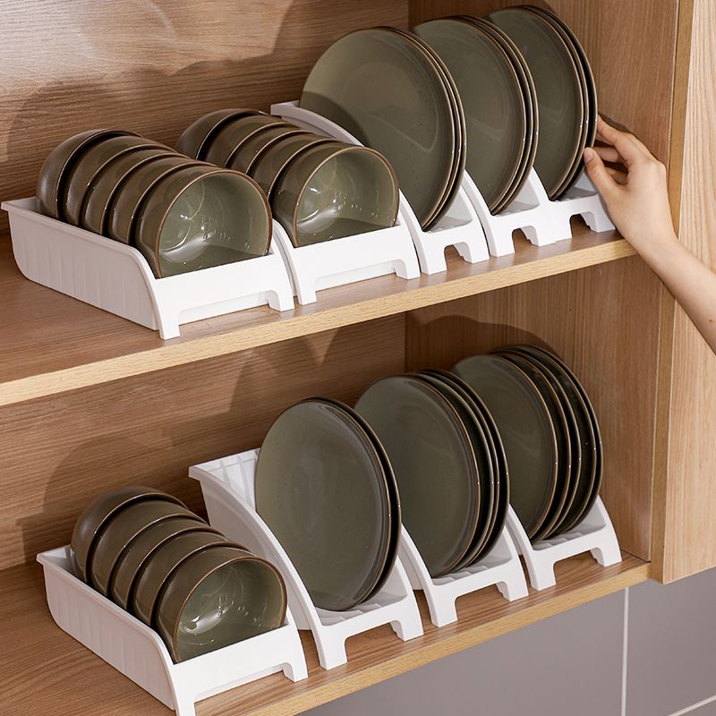 ✥碗盤收納架廚房塑膠餐具盒盤子置物架家用櫥櫃內置碗碟架子瀝水架