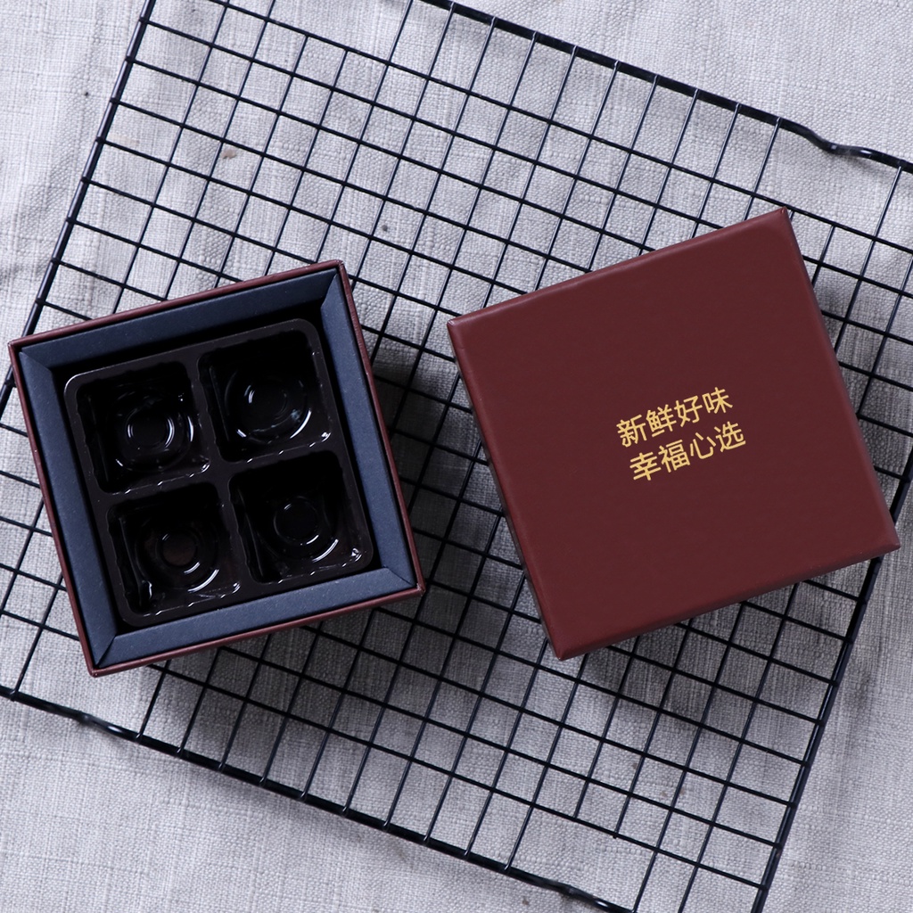 【現貨】【巧克力盒】熔岩 巧克力 包裝盒 4粒硬盒 高檔生巧盒子 情人節 手工 diy 生巧包裝盒