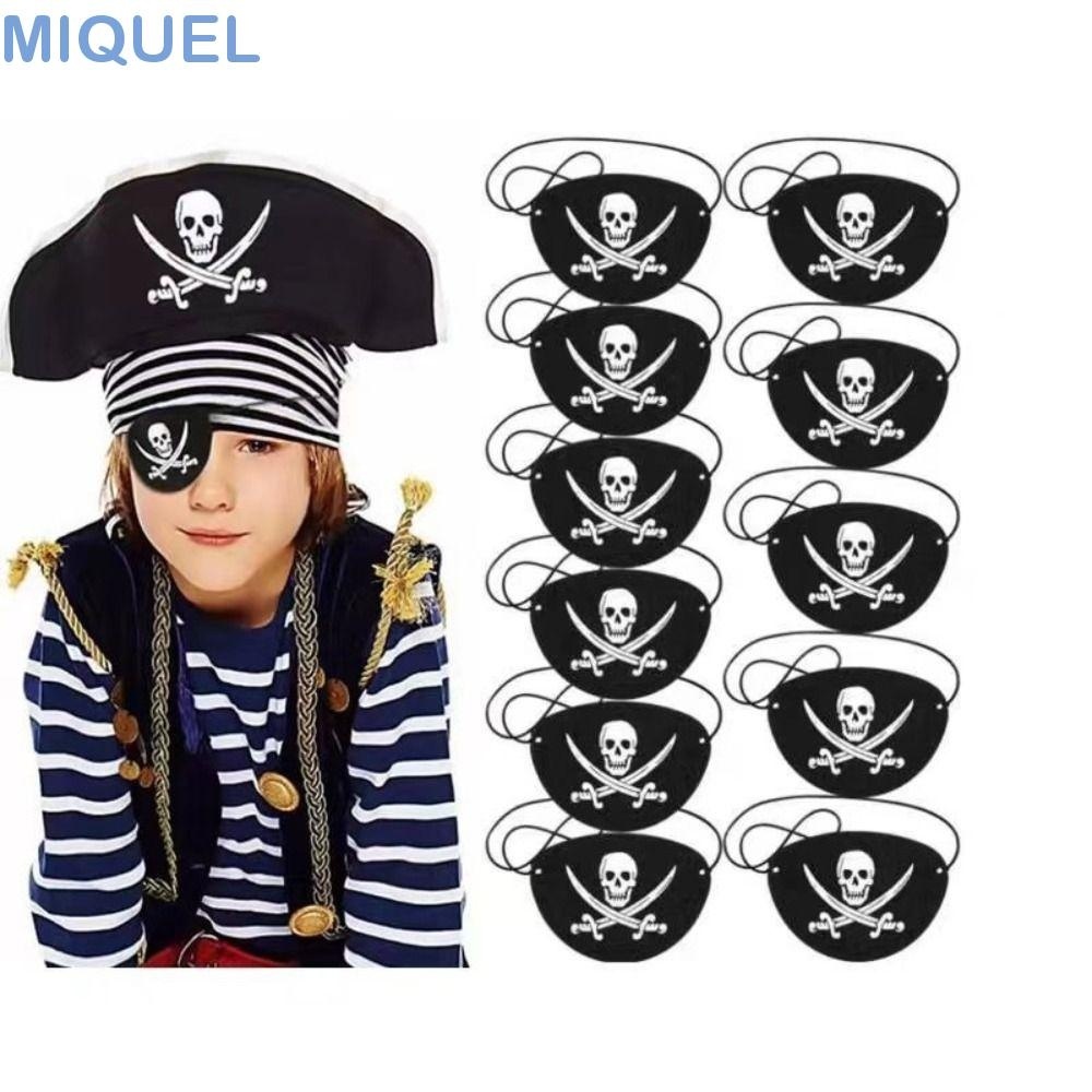 MIQUEL海盜眼罩,角色扮演面具化妝舞會面具頭骨眼罩,有趣毛氈白色/黑色家