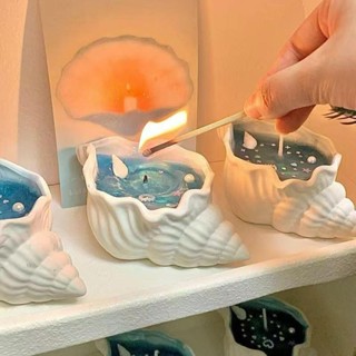海洋風海螺香薰蠟燭氛圍感創意香氛禮盒果凍蠟貝殼海星手工蠟燭