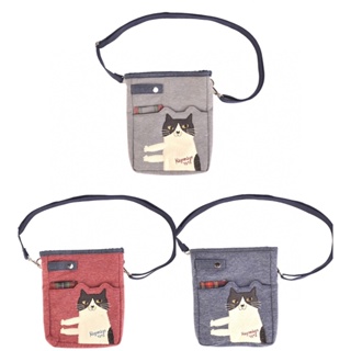 日本kusuguru 新款刺繡海軍貓咪斜背包 斜背包 腰包 逛街購物包