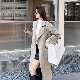 【F-store】2023大衣女雙面毛呢中長款韓版時尚緊身寬鬆春秋冬季羊絨氣質外套