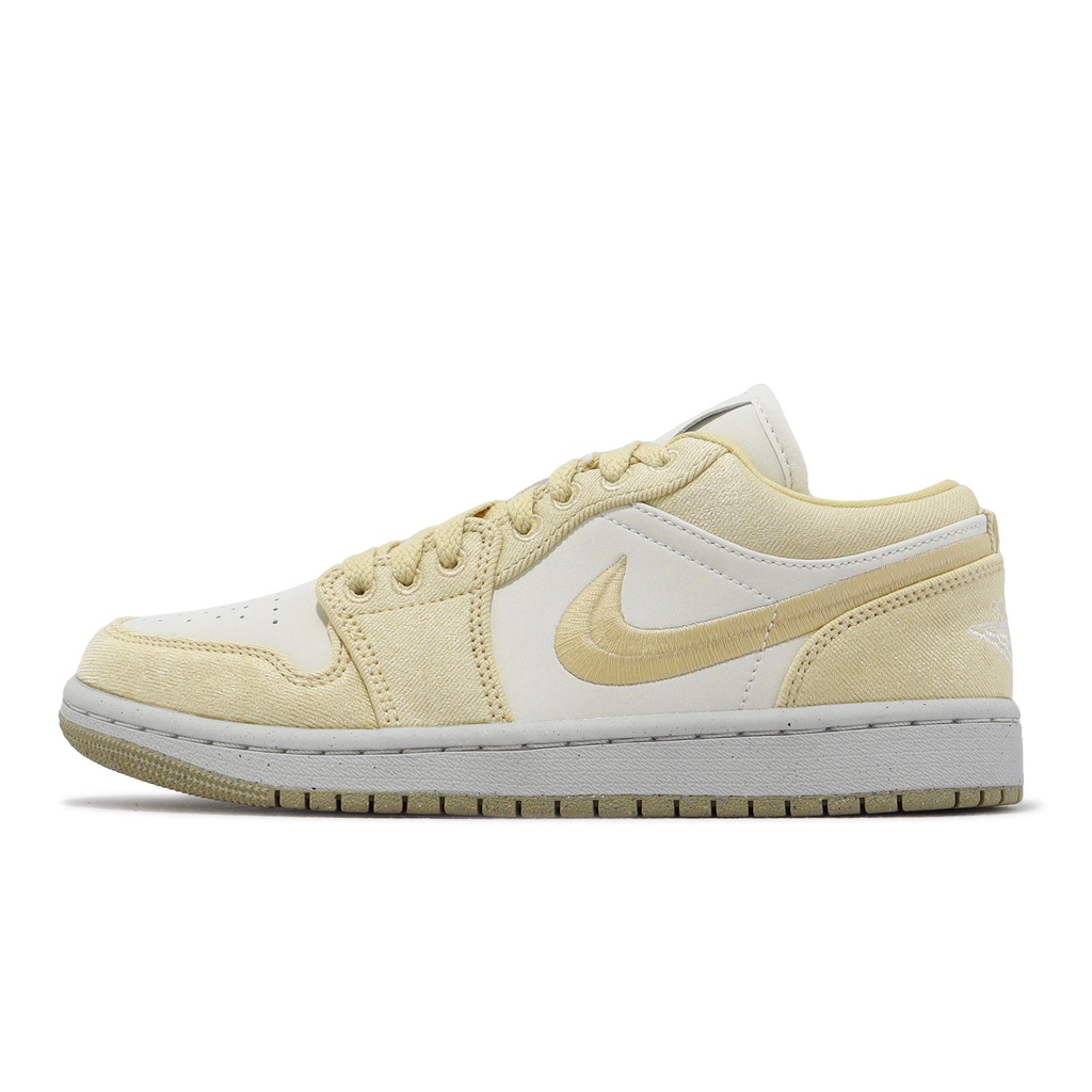 Nike Wmns Air Jordan 1 Low SE 奶油米 帆布 刺繡勾勾 女鞋 ACS FN3722-701