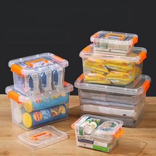 塑膠收納箱 桌面透明收納盒 帶手提零食收納盒 車用儲物箱 玩具整理箱 可疊加雜物收納盒 兒童玩具收納箱