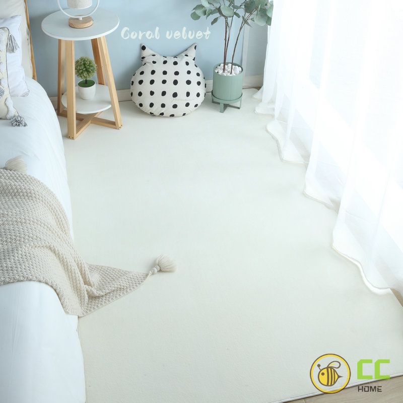 CC❤Home 北歐ins素色珊瑚絨地毯客廳滿鋪茶几墊臥室床邊毯大尺寸防滑地墊可訂製
