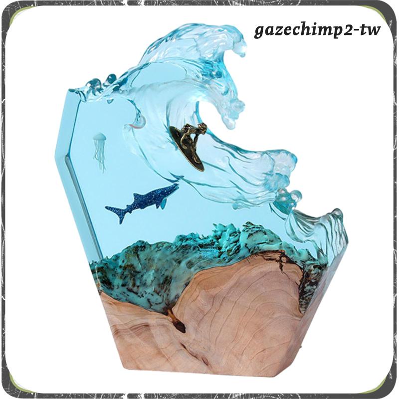 [GazechimpafTW] Led 海小夜燈環氧樹脂鯊魚,小夜燈多用途發光透明檯燈,適用於冥想兒童