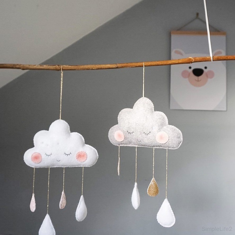 ins裝飾北歐風兒童帳篷裝飾雲朵水滴毛氈雨滴吊飾裝飾品
