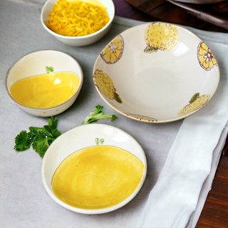 現貨 日本製 K-ai 手繪 黃柚 深盤 飯碗 餐盤 陶瓷碗 陶瓷盤 湯碗 水果盤 小盤子 餐碗 沙拉碗 盤 富士通販