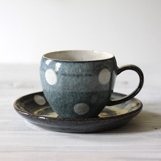 現貨 日本製 Rokuro Blut美濃燒陶瓷咖啡杯 | 咖啡杯 下午茶 牛奶杯 普普風 圓點 儀式感 貓老闆選物