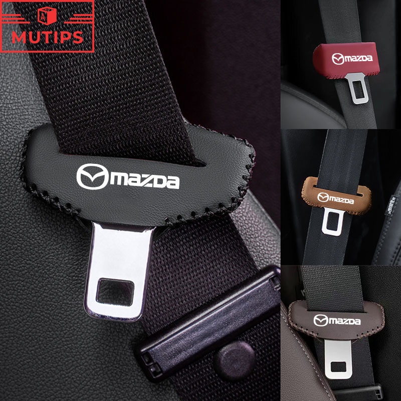 馬自達汽車安全帶皮革插扣保護套防刮磨損裝飾用於Mazda2 3 CX5 CX30 CX8 CX3