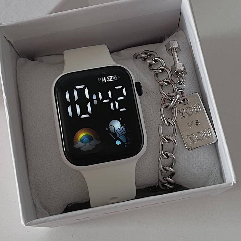 網紅同款 太空人 太空電子手錶 學院風初高中學生兒童手錶 方形LED防水電子錶 運動手錶 考試手表