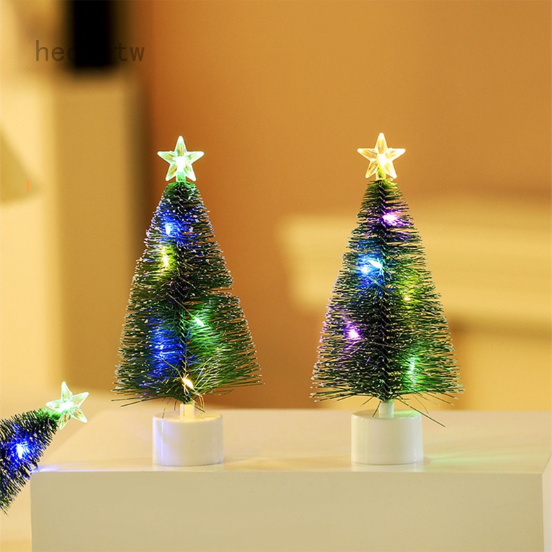 Hequ 耶誕節LED七彩發光耶誕松針樹 耶誕禮品櫥窗桌面裝飾 小擺件耶誕樹