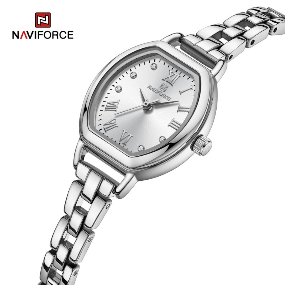 Naviforce 頂級奢侈品牌女士手錶石英簡約女士手錶不銹鋼手鍊女女孩原裝時鐘 5035