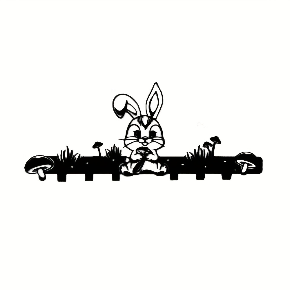 兔子鑰匙鉤鑰匙扣用於牆壁兒童衣帽架,帶兔子設計,金屬壁掛架,牆鉤