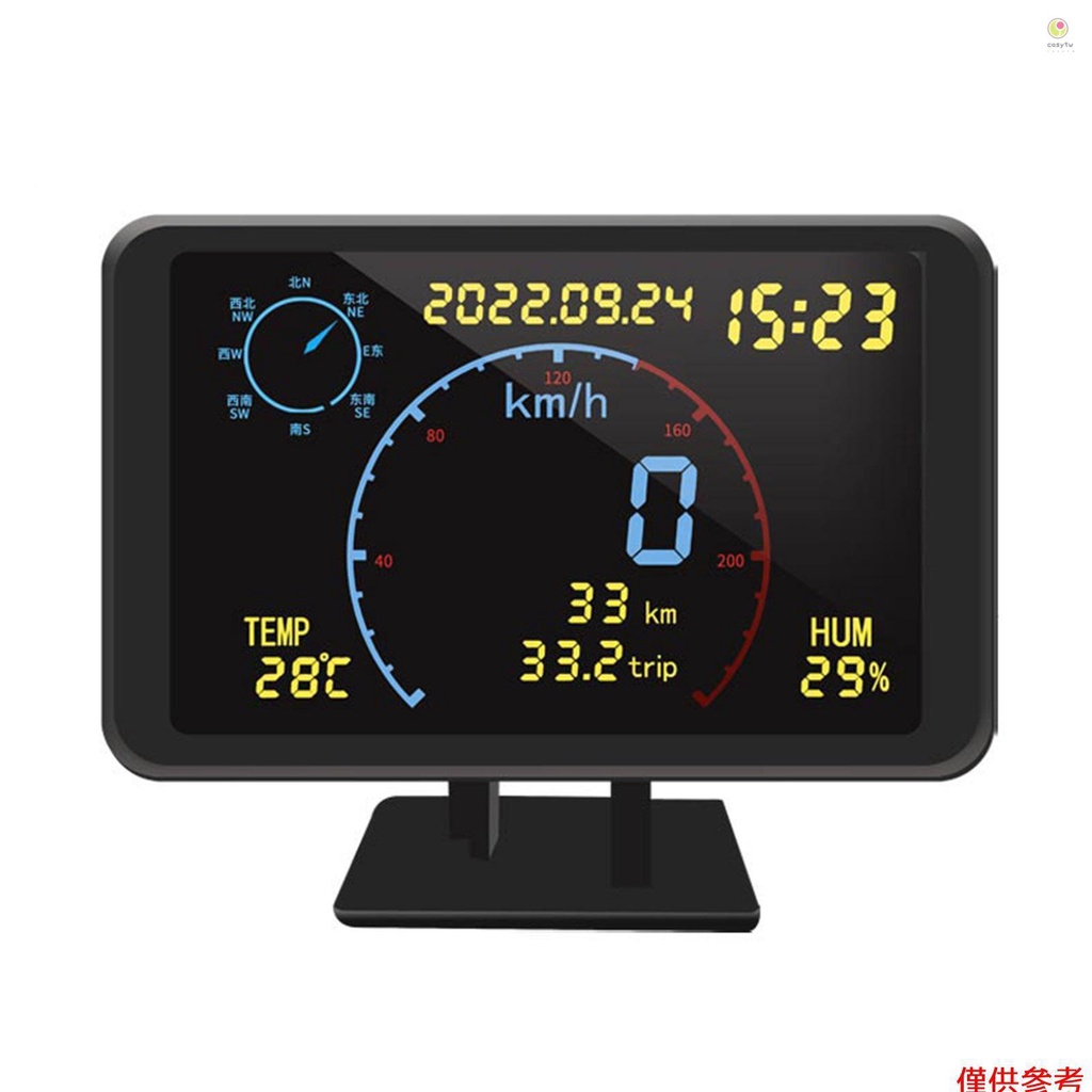 Casytw 數位 GPS 車速表里程表 4.7 吋液晶顯示器 HUD 顯示屏，附超速警報，適用於所有 5-24V 車輛
