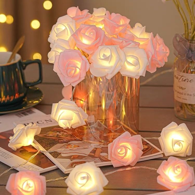 LED玫瑰燈串 裝飾玫瑰花燈 浪漫情人節求婚佈置臥室彩燈氛圍燈