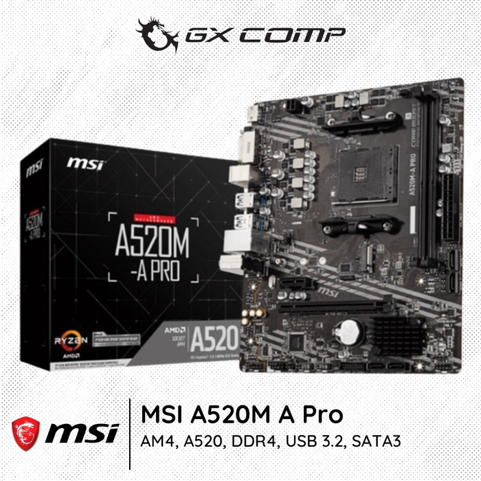 MSI 微星 A520M-A PRO AM4 A520 DDR4 USB 3.2 SATA3