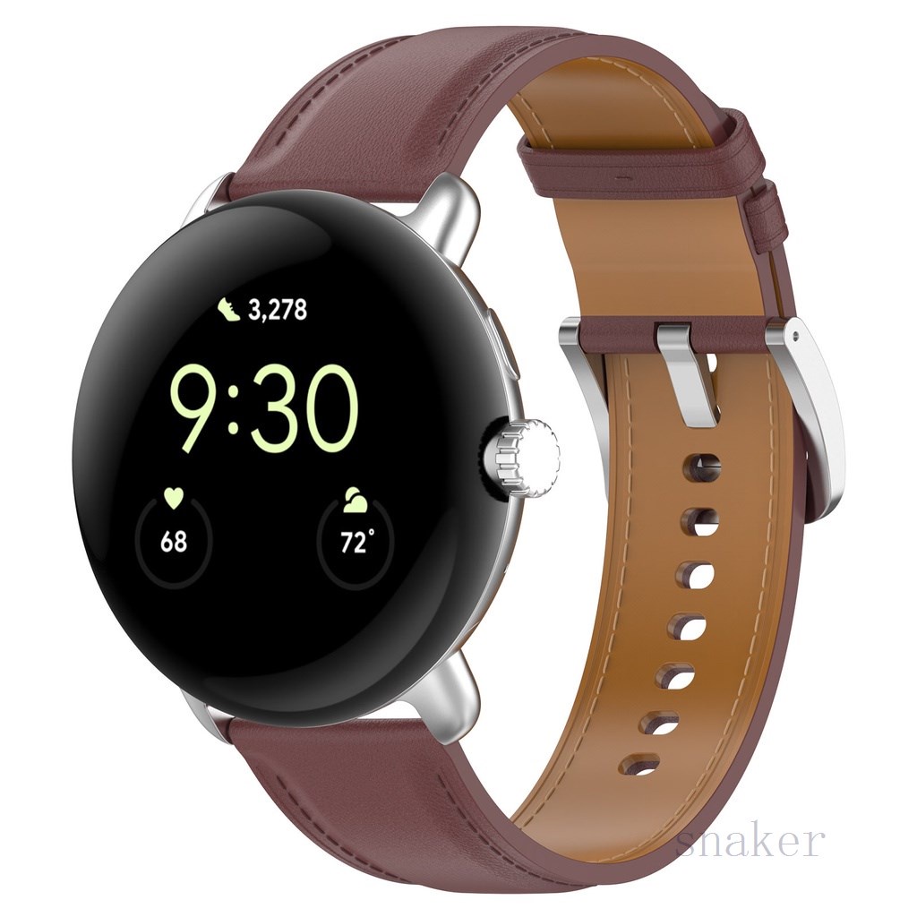 適用Google Pixel Watch 2 高品質真皮錶帶谷歌手錶皮革替換腕帶男女